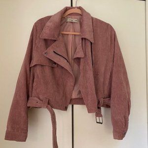 Pink Velver Biker Jacket